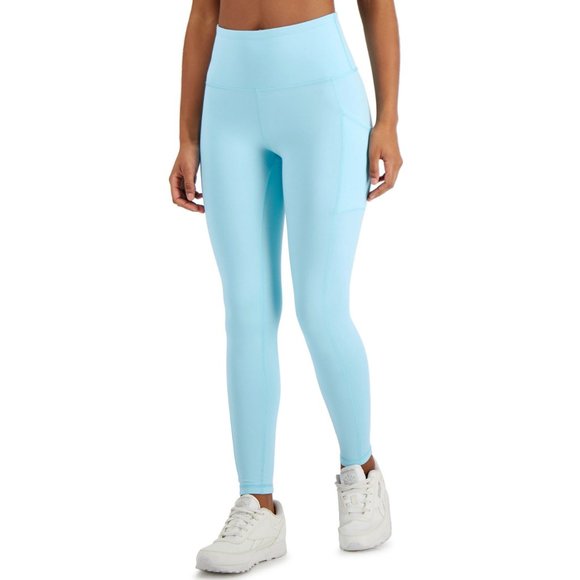 Ideology Pants - ID Ideology Womens High Waist 7/8 Length Athletic Leggings Pants Light Blue XL